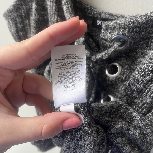 Heather Grey Lace-Up Body Suit, Express, size M Petite - Picture 6 of 6